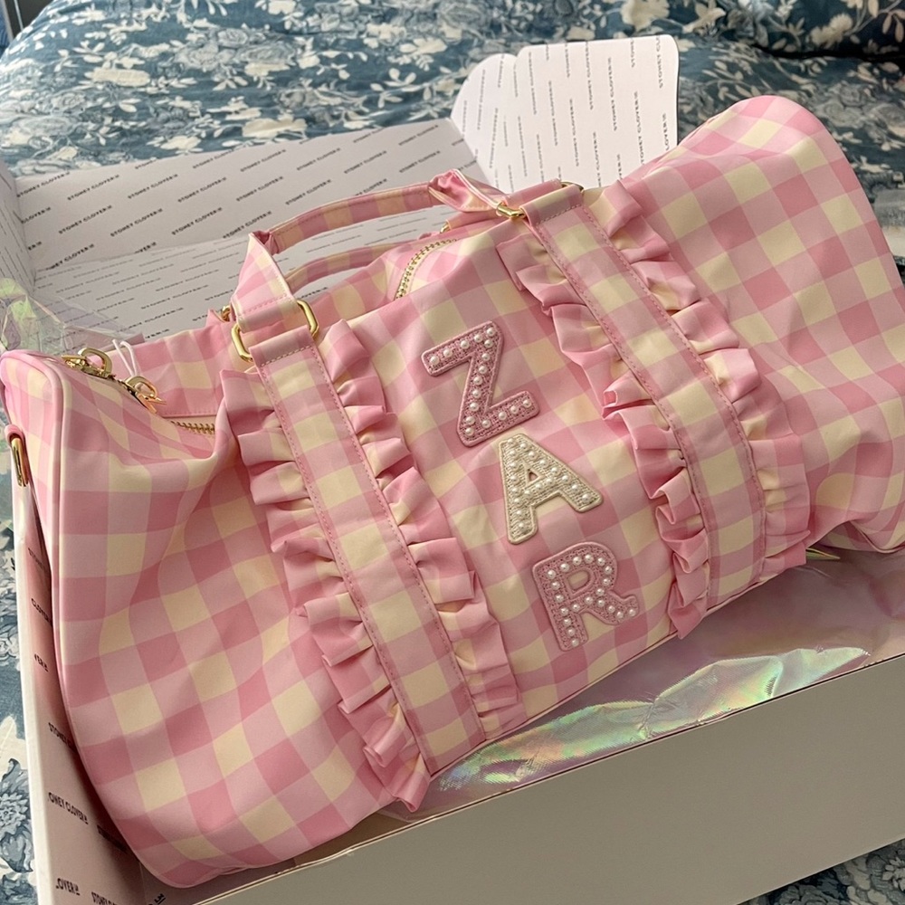 Stoney clover lane pink picnic watermelon pastel ruffle duffle bag